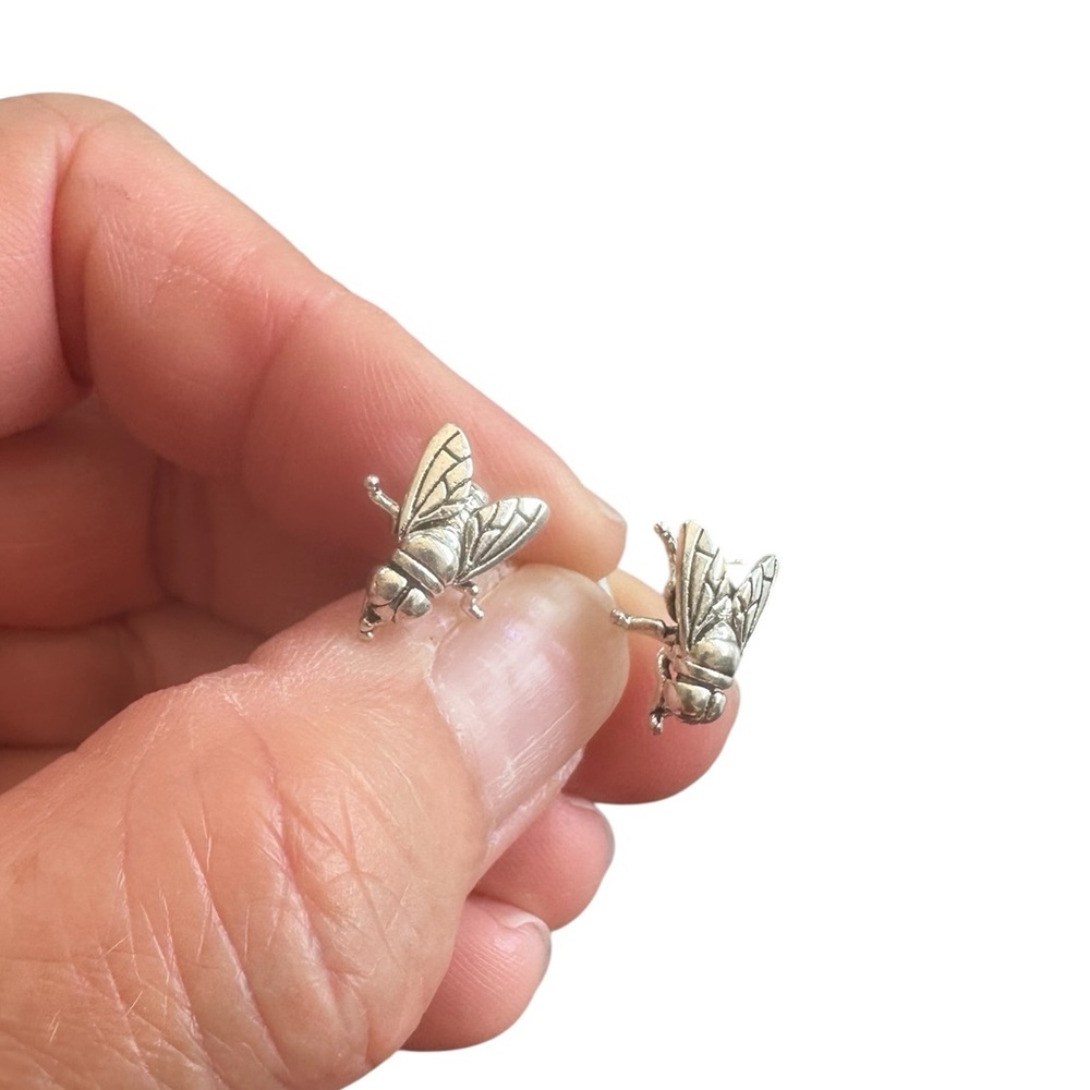 Fun Silver Fly Stud Earrings